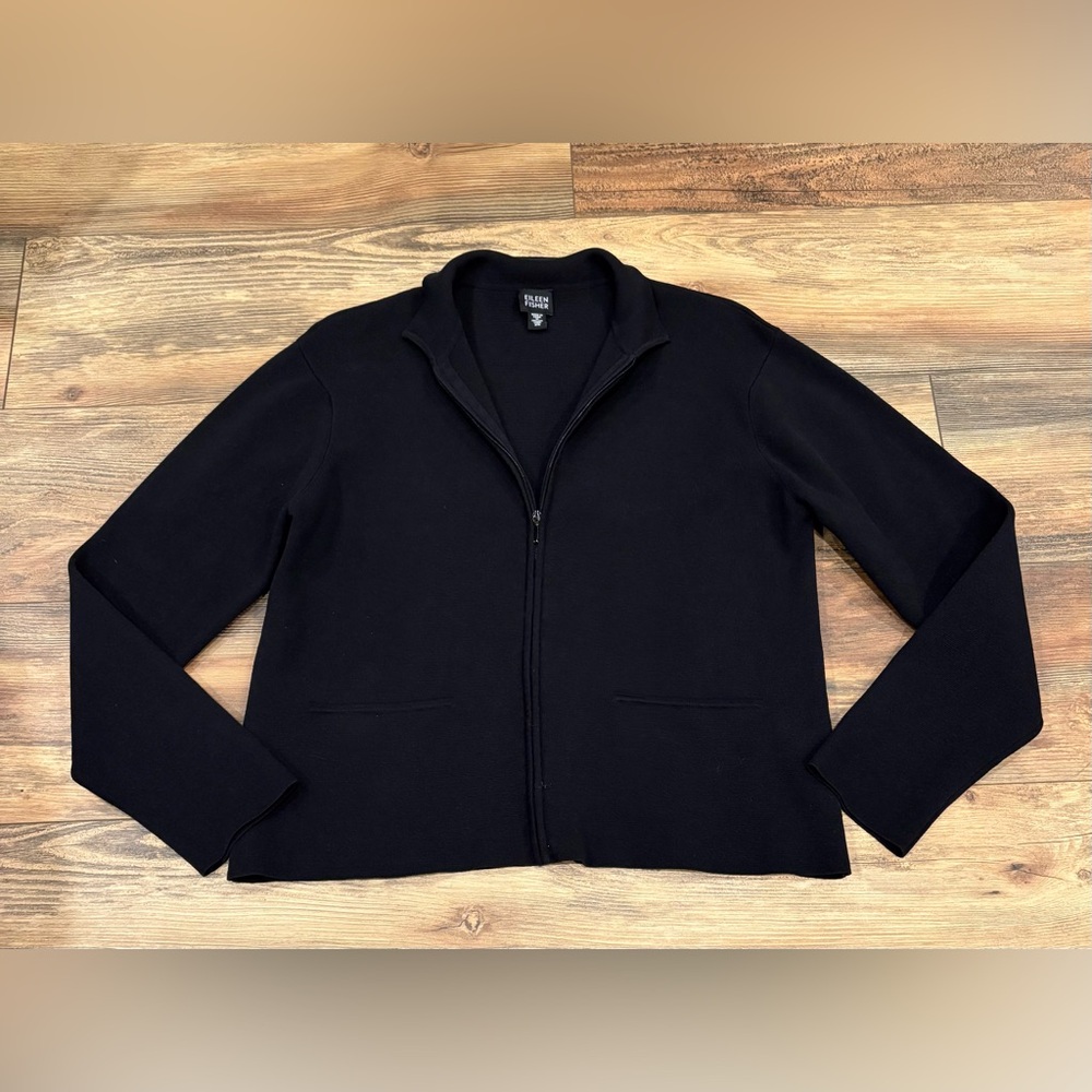 Eileen Fisher vintage Black Zip-Up Jacket/Sweater women’s size XS